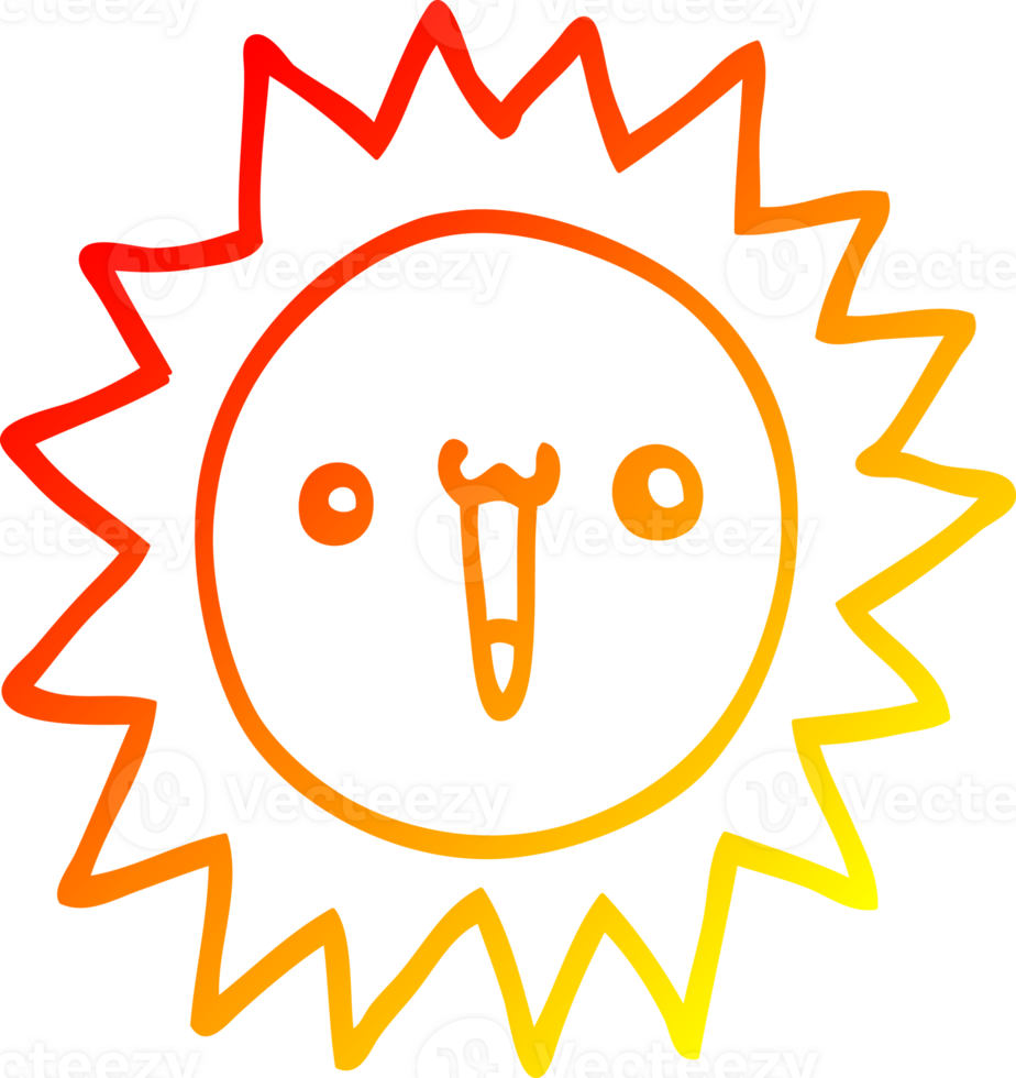 warm gradient line drawing of a cartoon sun png