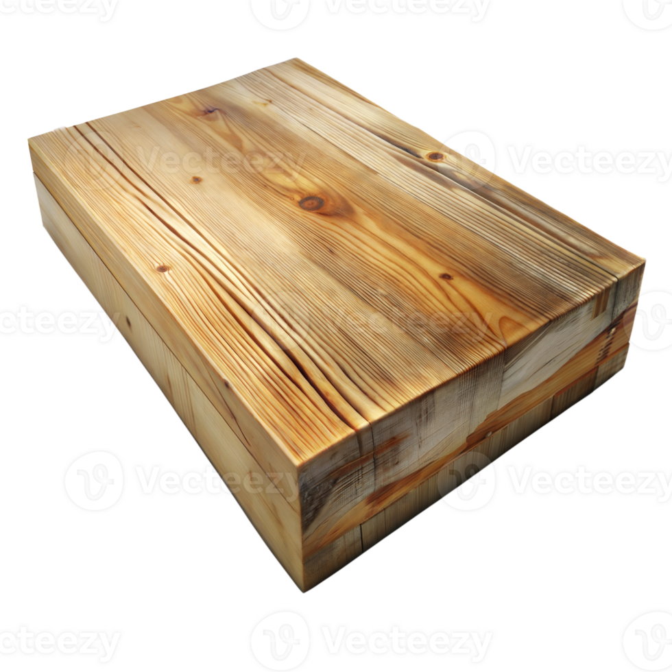 Rustic wooden box with natural wood grain design png