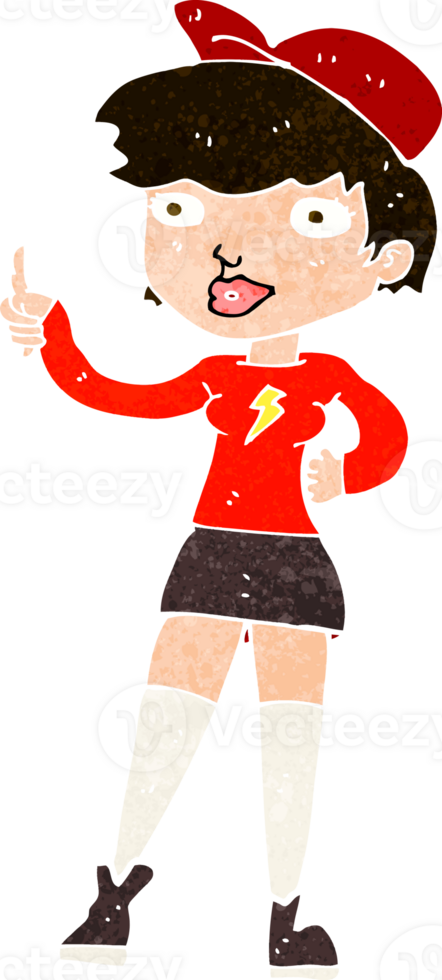 cartoon skater girl giving thumbs up symbol png
