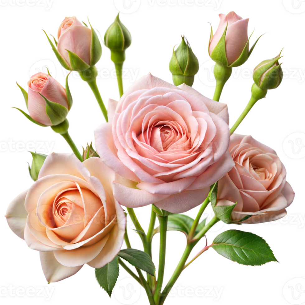 Beautiful pink roses bouquet on a transparent background png