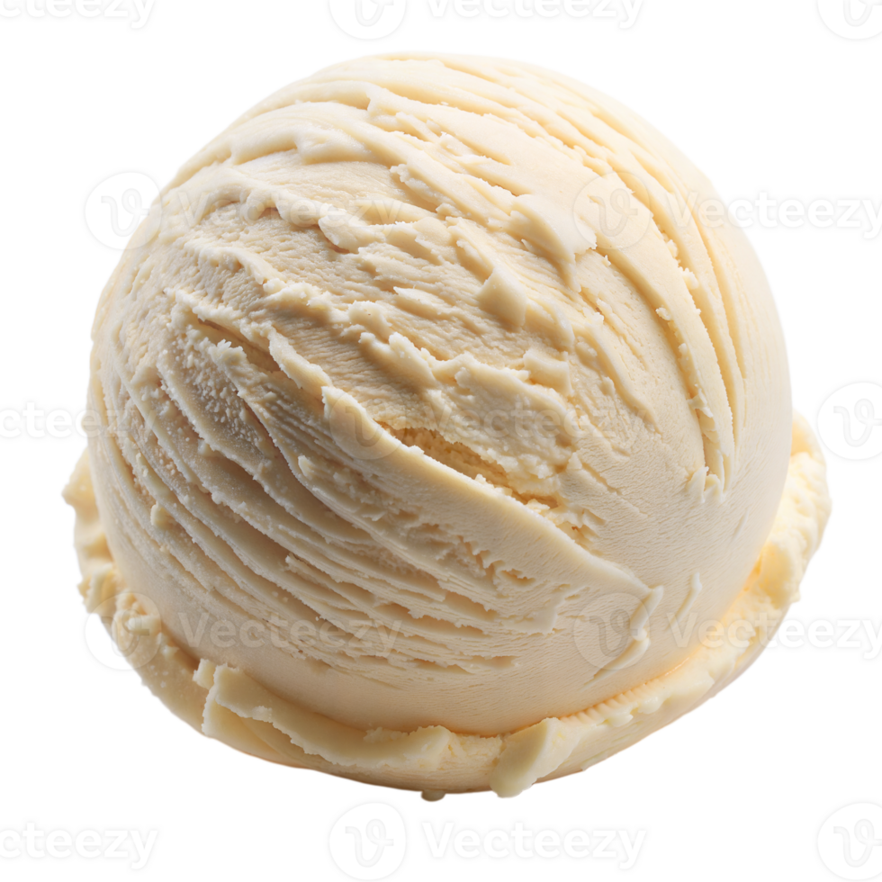 Delicious vanilla ice cream scoop on transparent background png