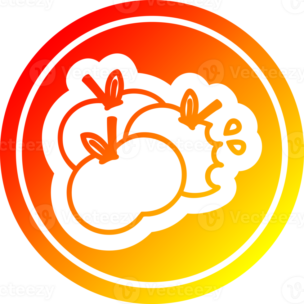 juicy apples circular icon with warm gradient finish png