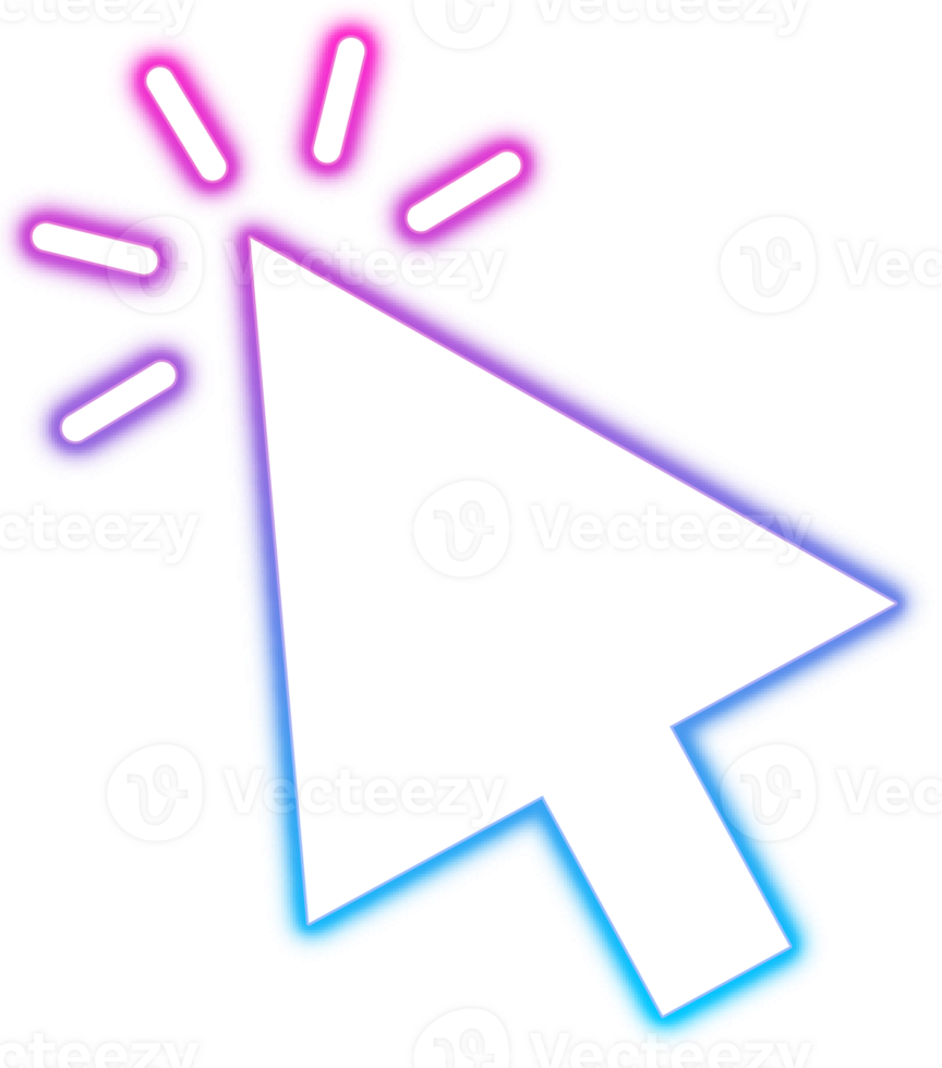 Neon glowing transparent mouse cursor arrow png