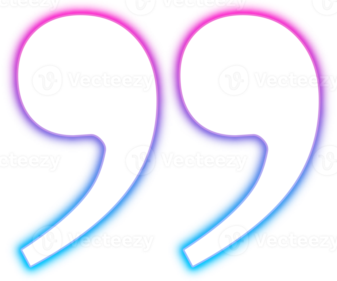 Neon glowing transparent commas or quote symbols png