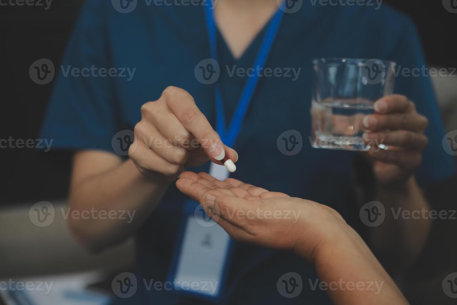 Doctors are giving advice on medication to patients in hospital examination rooms, treating diseases from specialists and providing targeted treatment. Concepts of medical treatment and specialists. photo