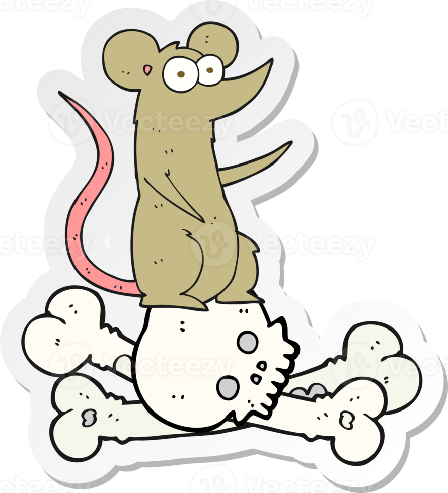 sticker of a cartoon rat on bones png