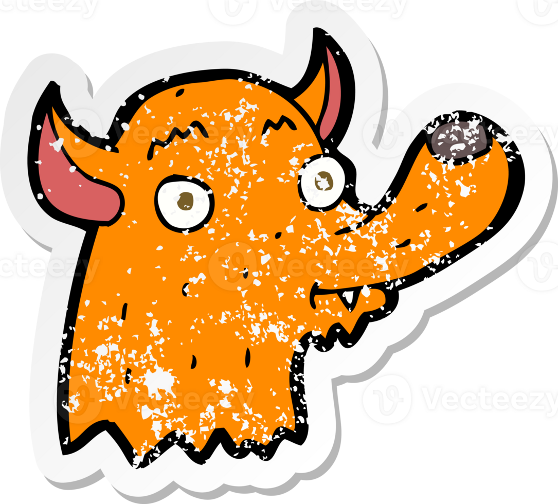 retro distressed sticker of a cartoon happy fox png
