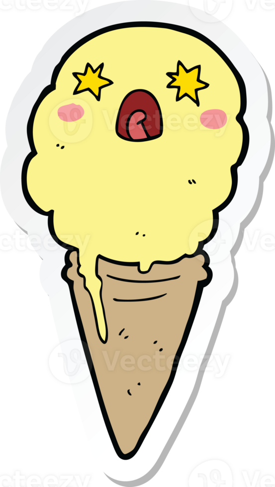 sticker of a cartoon shocked ice cream png
