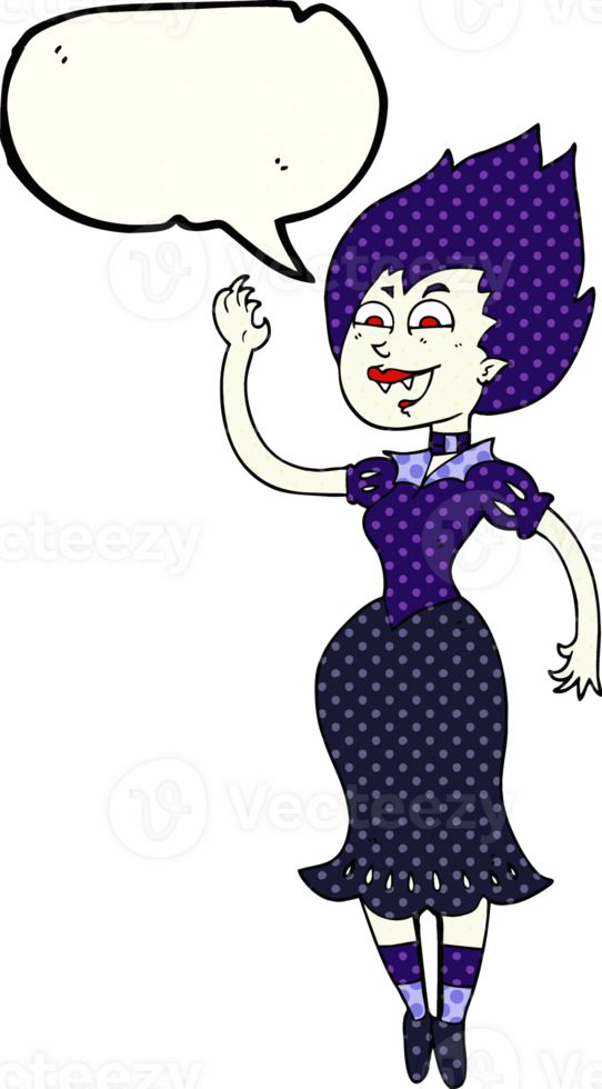 hand drawn comic book speech bubble cartoon vampire girl png