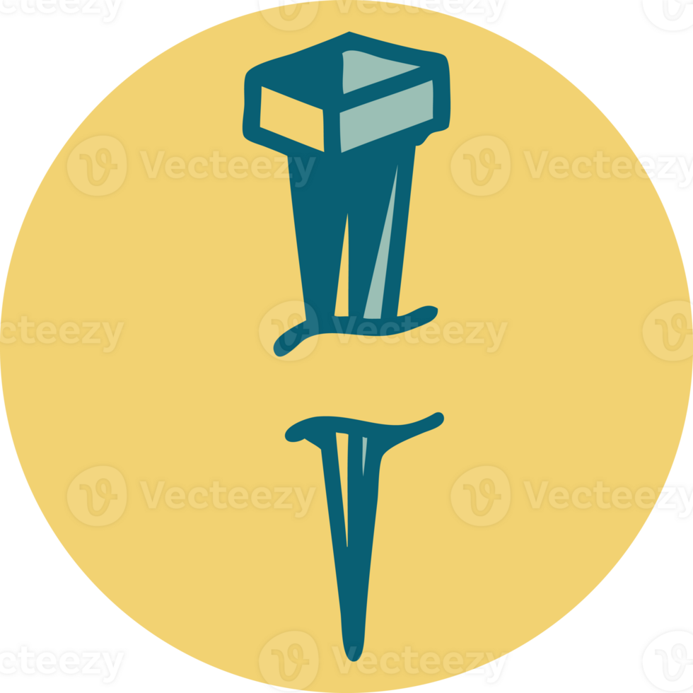 iconic tattoo style image of iron nail png