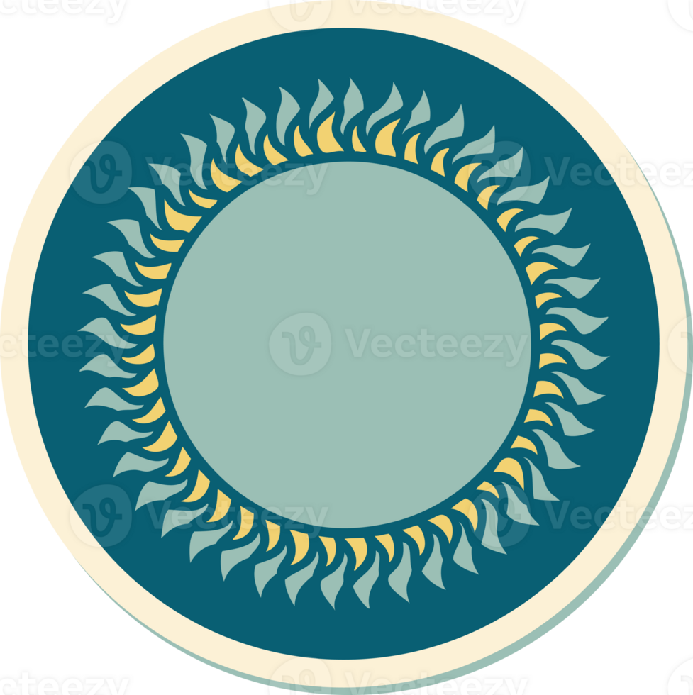 sticker of tattoo in traditional style of a sun png
