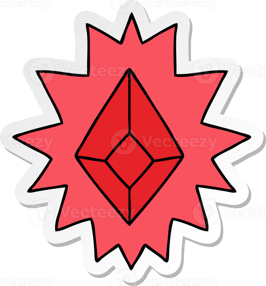 hand drawn sticker cartoon doodle of a red bright jewel png
