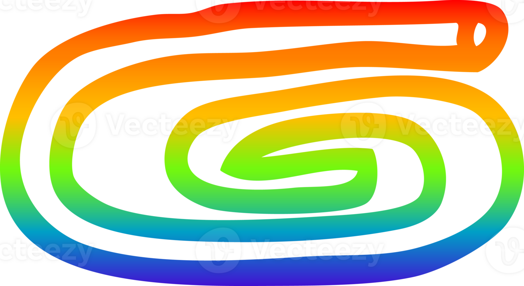 rainbow gradient line drawing of a cartoon paper clip png