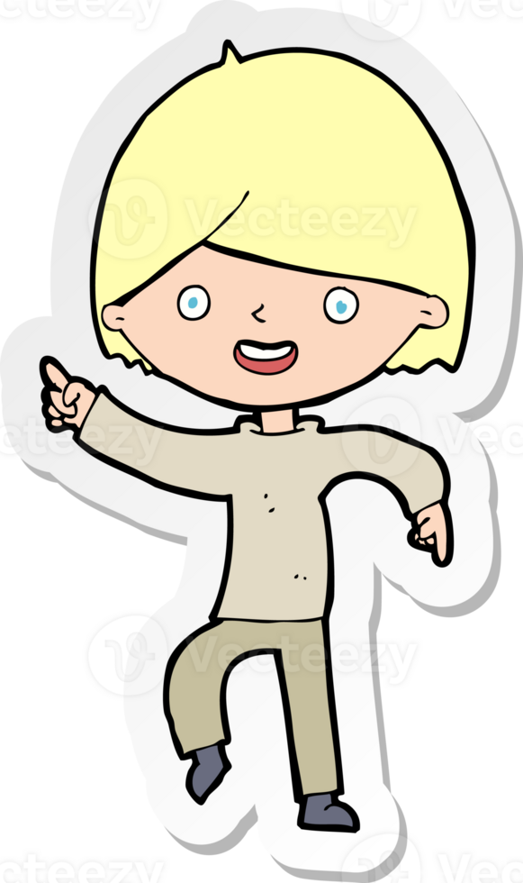 sticker of a cartoon man pointing png