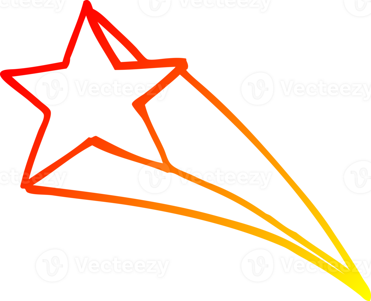 warm gradient line drawing of a cartoon shooting star png