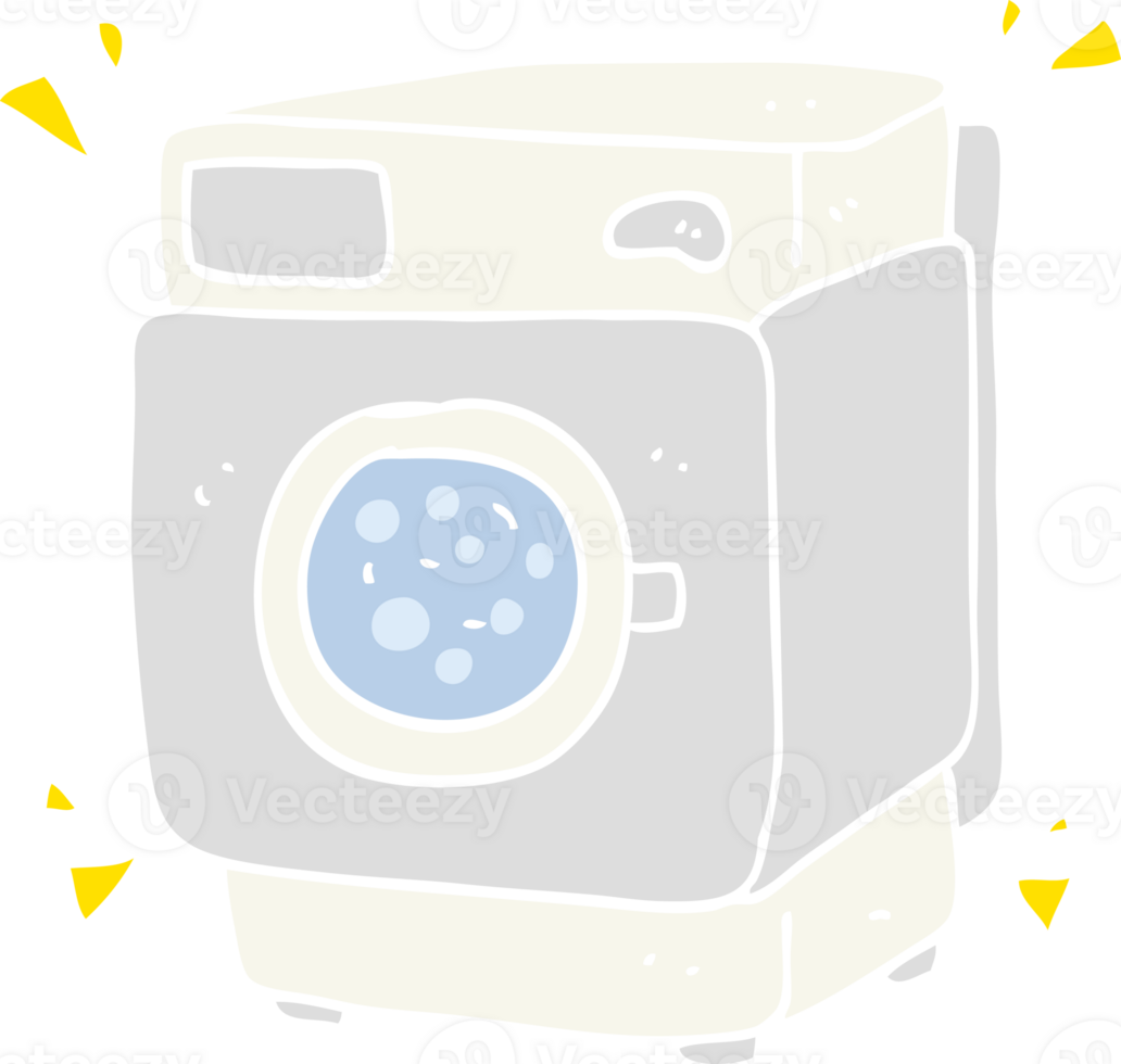 flat color illustration of rumbling washing machine png
