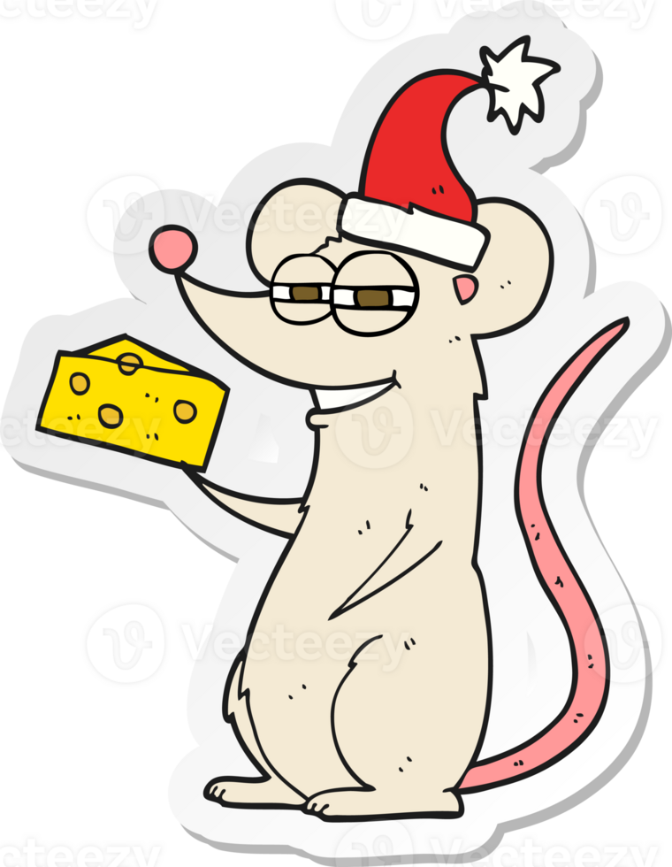 sticker of a cartoon christmas mouse png
