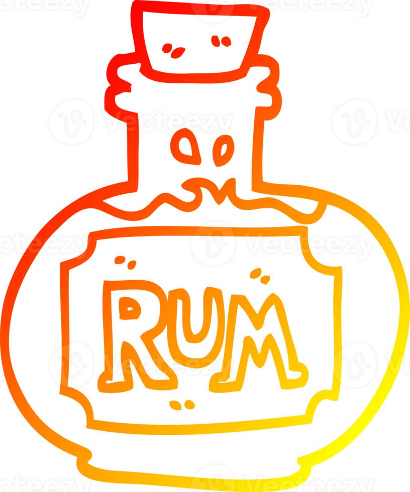 warm gradient line drawing of a cartoon old bottle of rum png