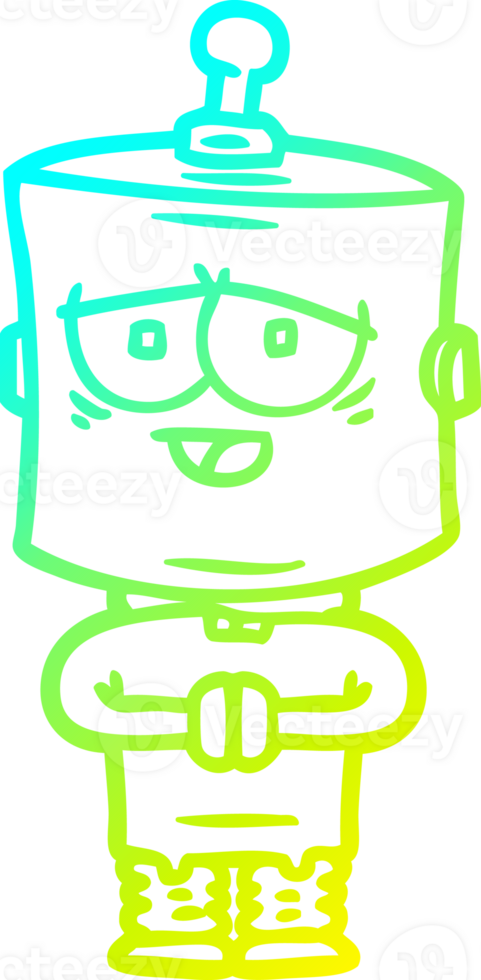cold gradient line drawing of a cartoon robot png