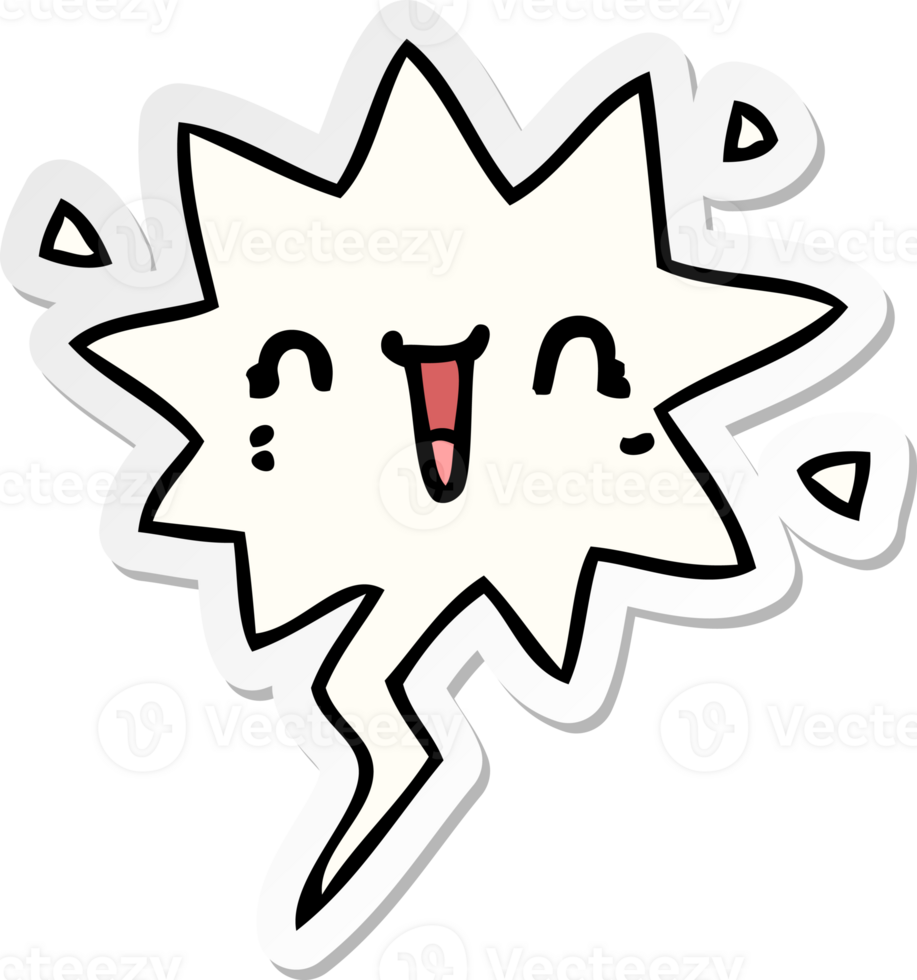 happy cartoon face with speech bubble sticker png