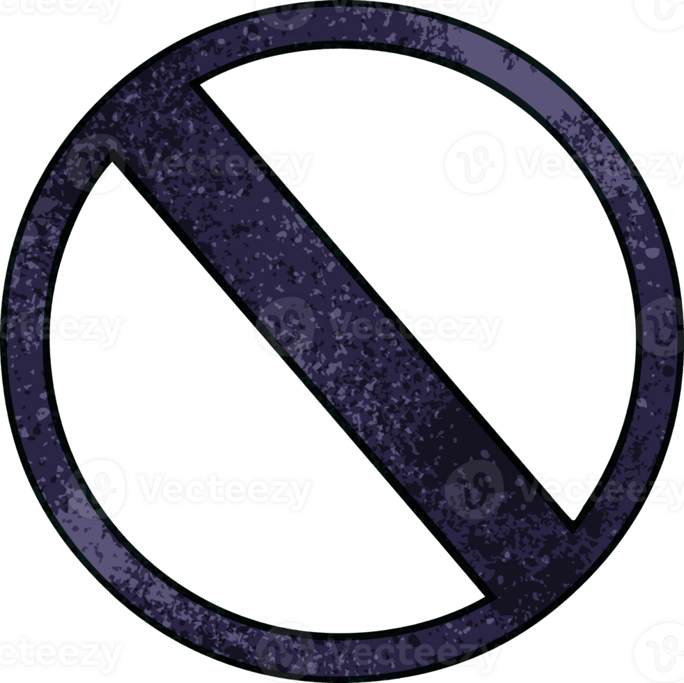 retro grunge texture cartoon of a no entry sign png