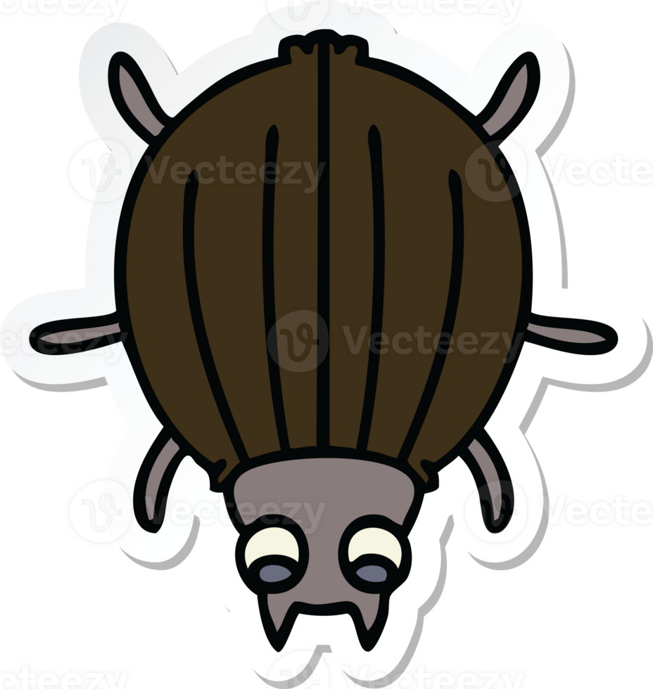 sticker of a quirky hand drawn cartoon beetle png