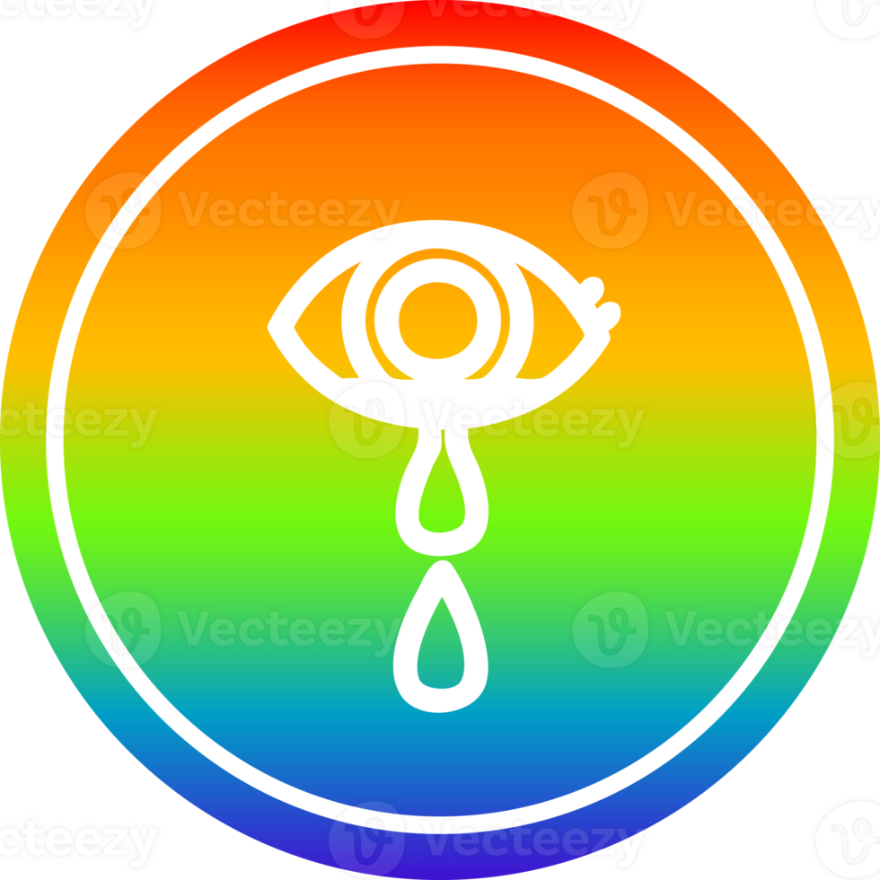 crying eye circular icon with rainbow gradient finish png