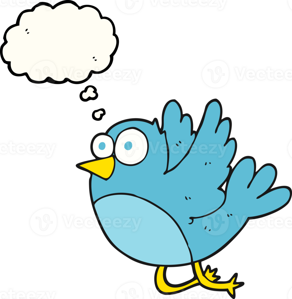 hand drawn thought bubble cartoon bird png