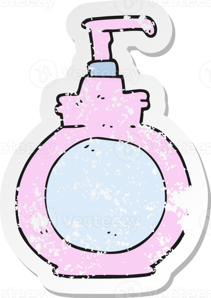 retro distressed sticker of a cartoon hand wash png