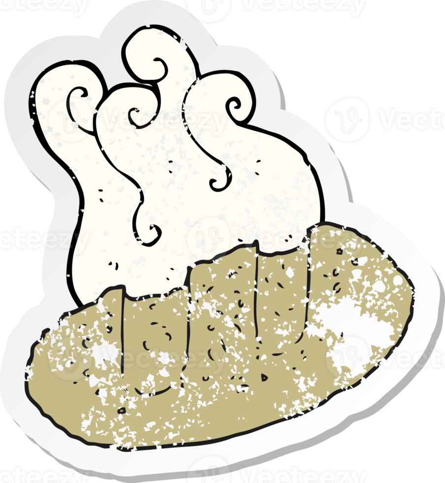 retro distressed sticker of a cartoon bread png