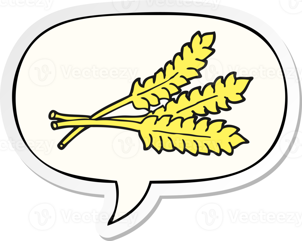 cartoon wheat with speech bubble sticker png