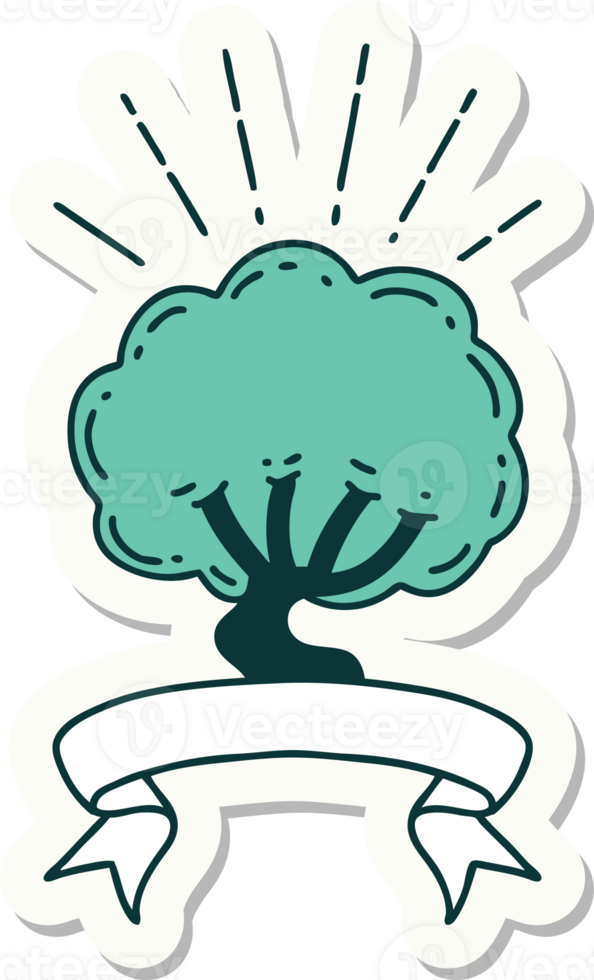 sticker of a tattoo style tree png