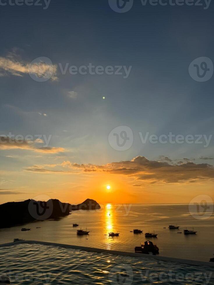 Sunset background on the beach photo