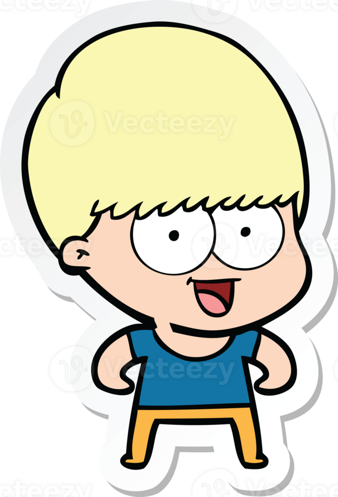 sticker of a happy cartoon boy png