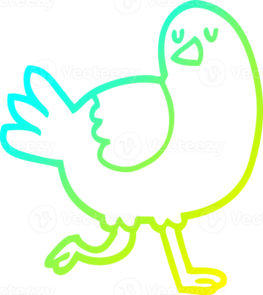 cold gradient line drawing of a cartoon bird running png
