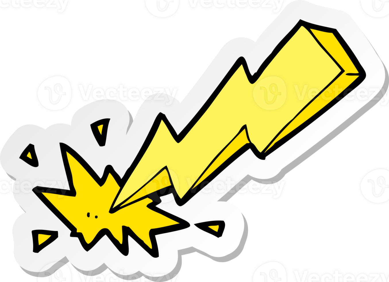 sticker of a cartoon thunderbolt png