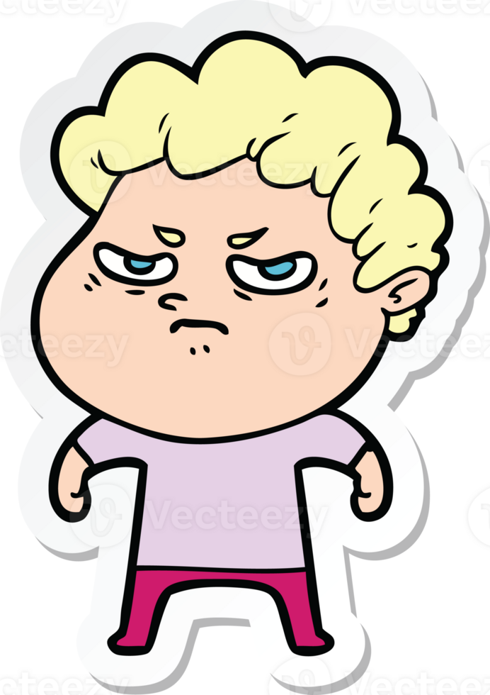 sticker of a cartoon angry man png