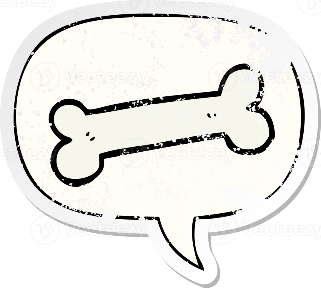 cartoon bone with speech bubble distressed distressed old sticker png