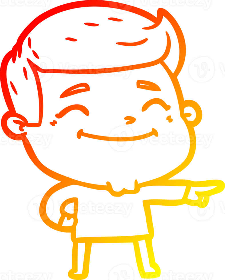 warm gradient line drawing of a happy cartoon man png