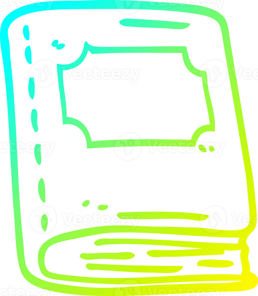 cold gradient line drawing of a cartoon old leather book png