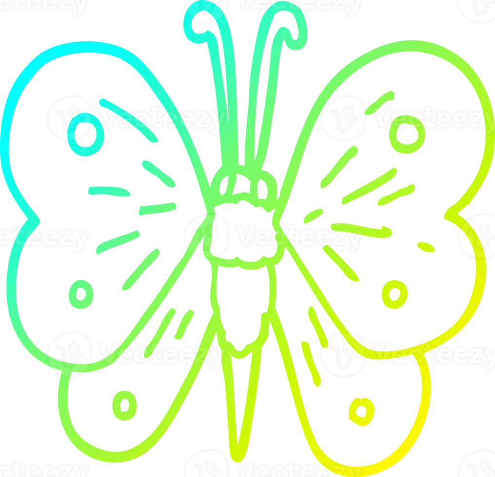 cold gradient line drawing of a cartoon butterfly png
