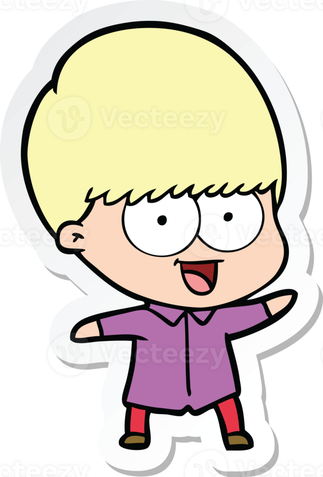 sticker of a happy cartoon boy png