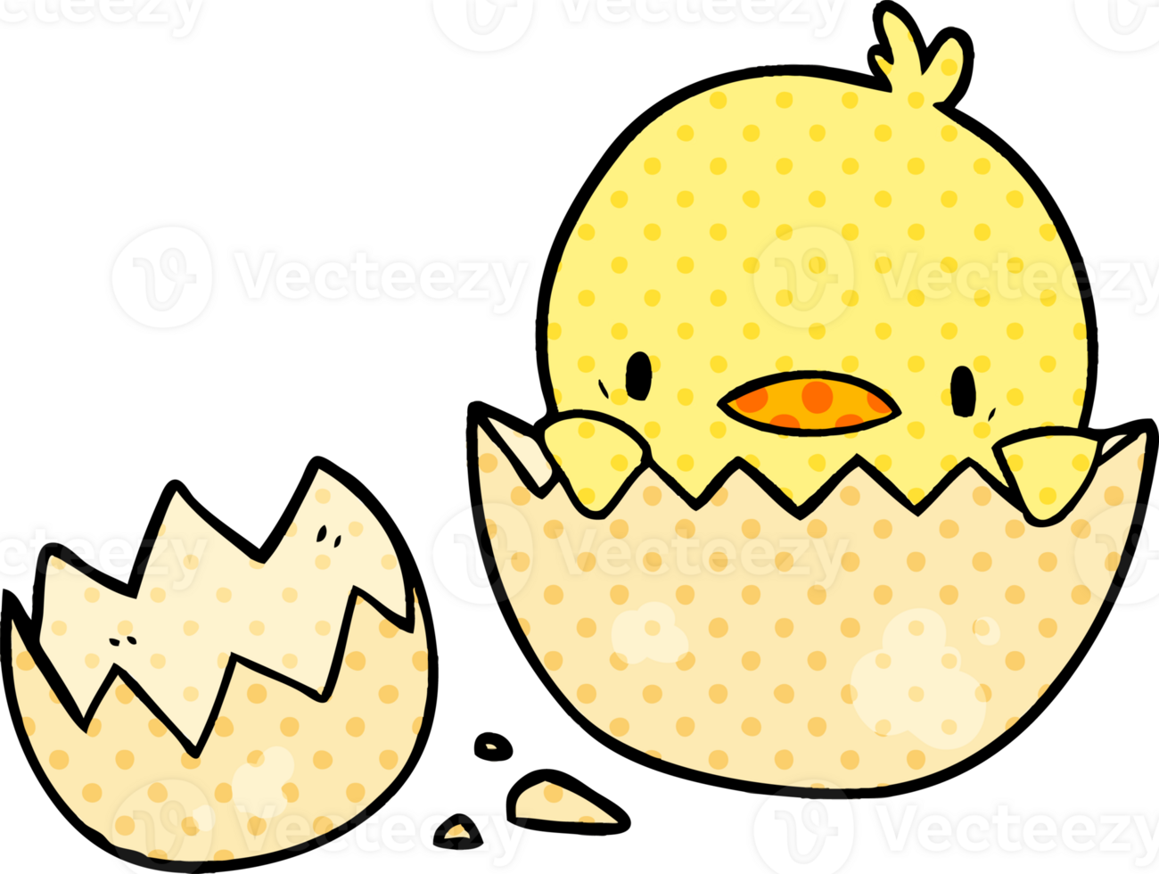 cute cartoon chick hatching from egg png