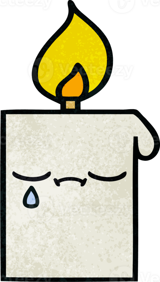 retro grunge texture cartoon of a lit candle png