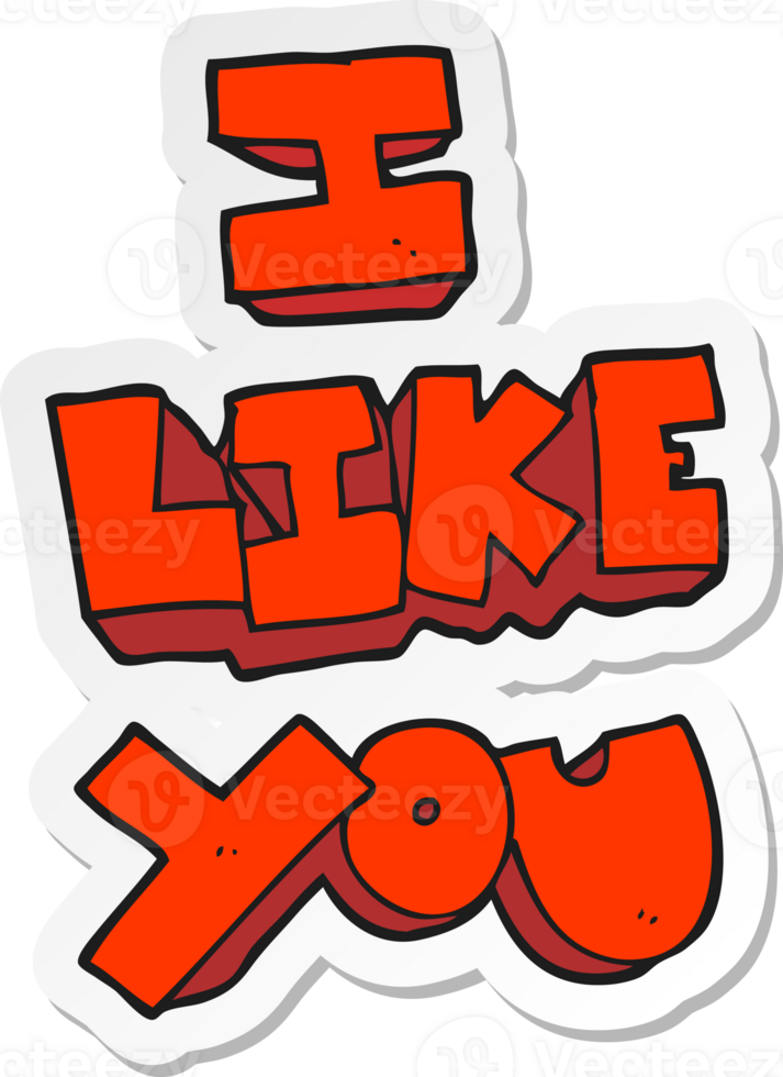 sticker of a I like you cartoon symbol png