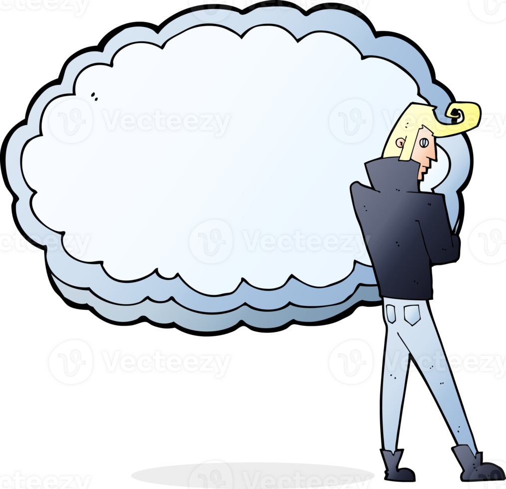 cartoon rocker standing in front of cloud with space for text png