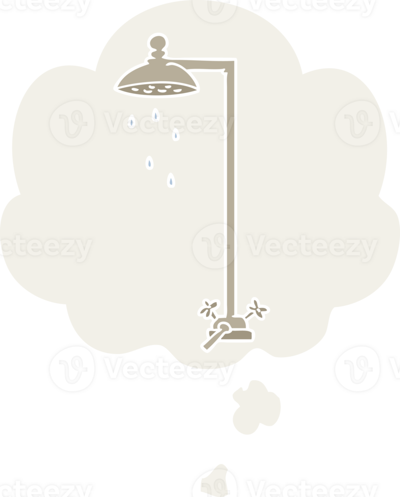 cartoon shower with thought bubble in retro style png