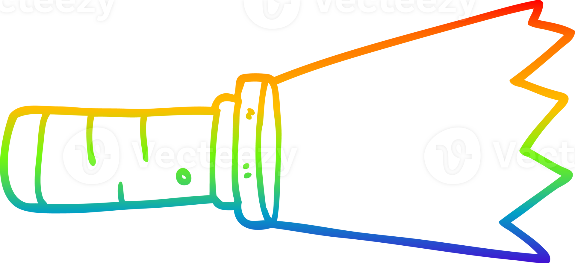 rainbow gradient line drawing of a cartoon lit torch png