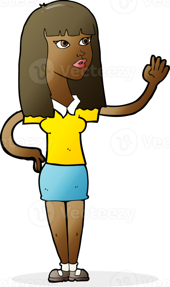 cartoon pretty woman waving png