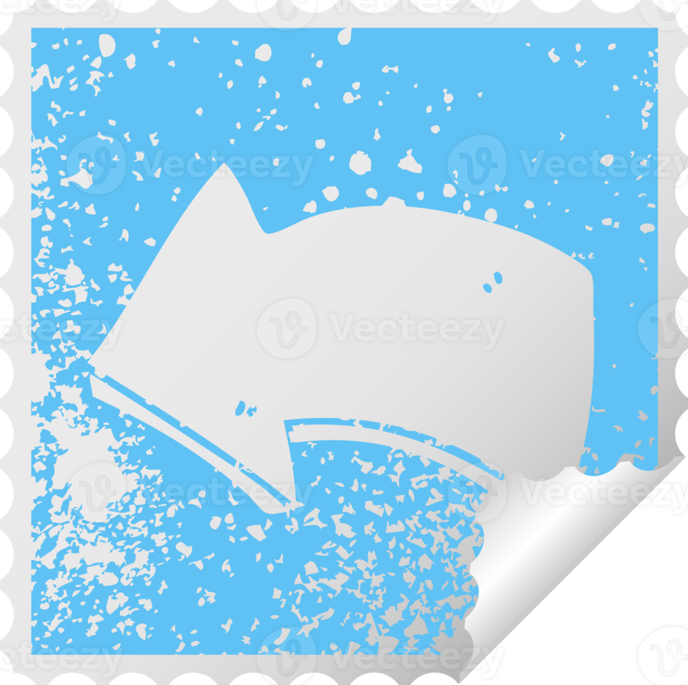 distressed square peeling sticker quirky symbol arrow png